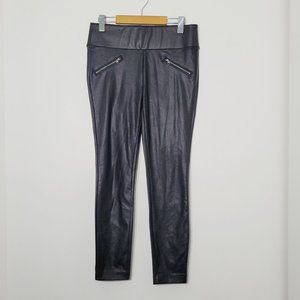 💕d. Jeans Faux Leather Stretch Leggings Jeggings Black Zipper Pockets Moto 4
